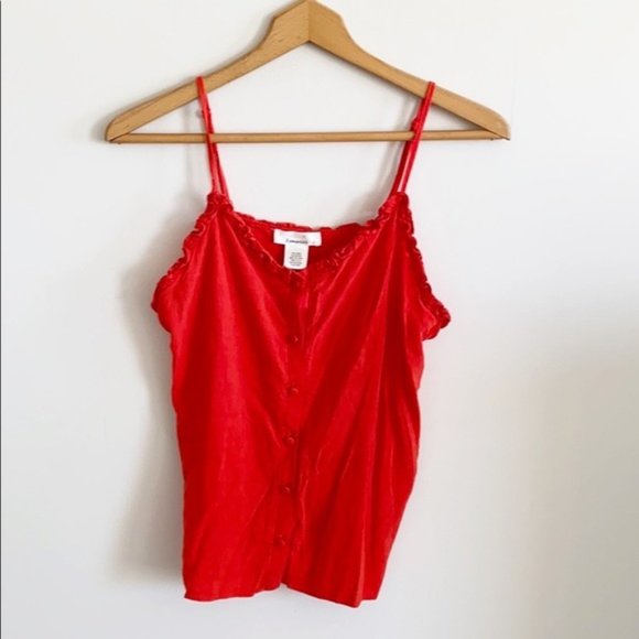 Urban Romantics Red Ruffle Button down Top - Picture 1 of 5